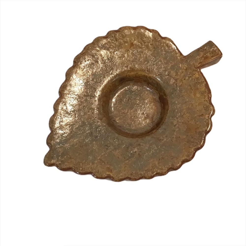 2/$20 Bronze Leaf Shaped Ceramic Tea Light Holder
